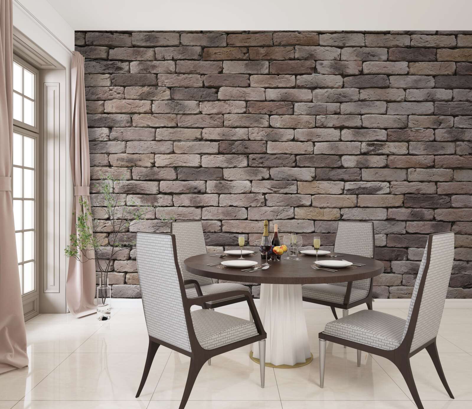 Papier peint construction en briques moulées à la main