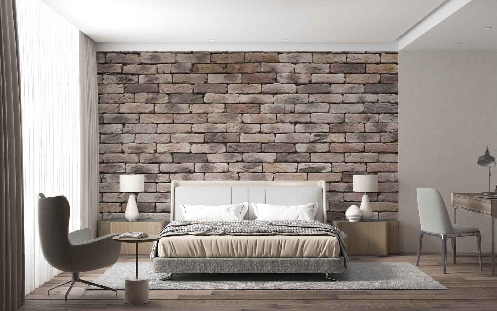 Papier peint construction en briques moulées à la main