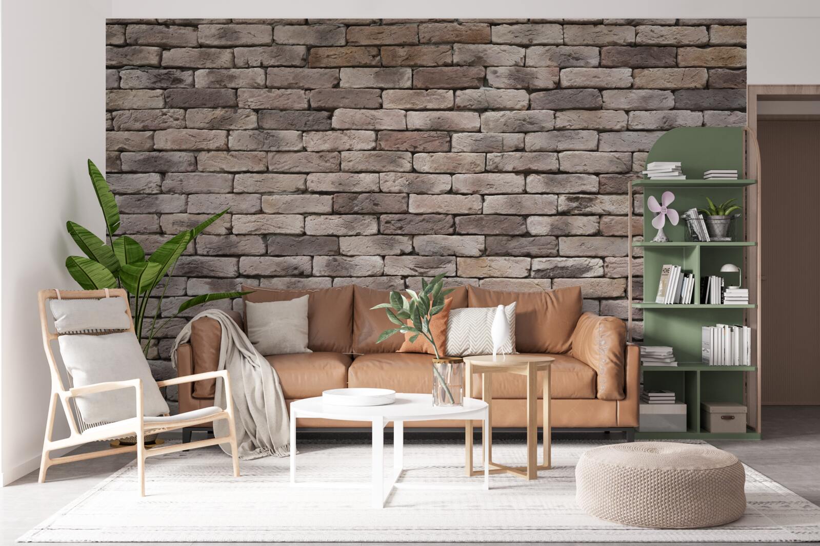 Papier peint construction en briques moulées à la main