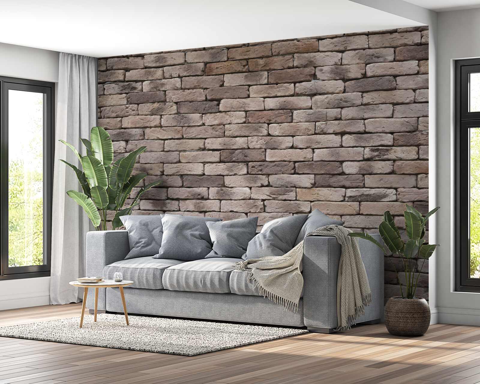 Papier peint construction en briques moulées à la main