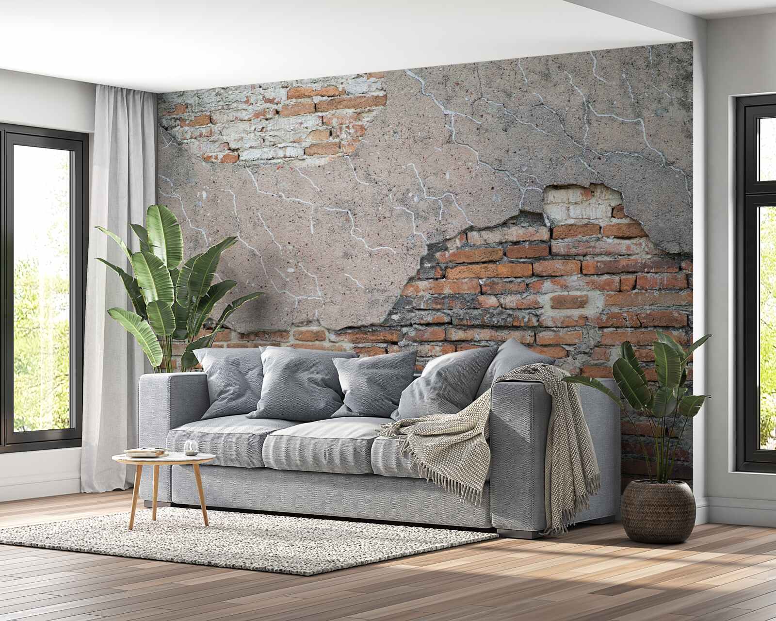 Papier peint Un mur de briques qui s'effondre