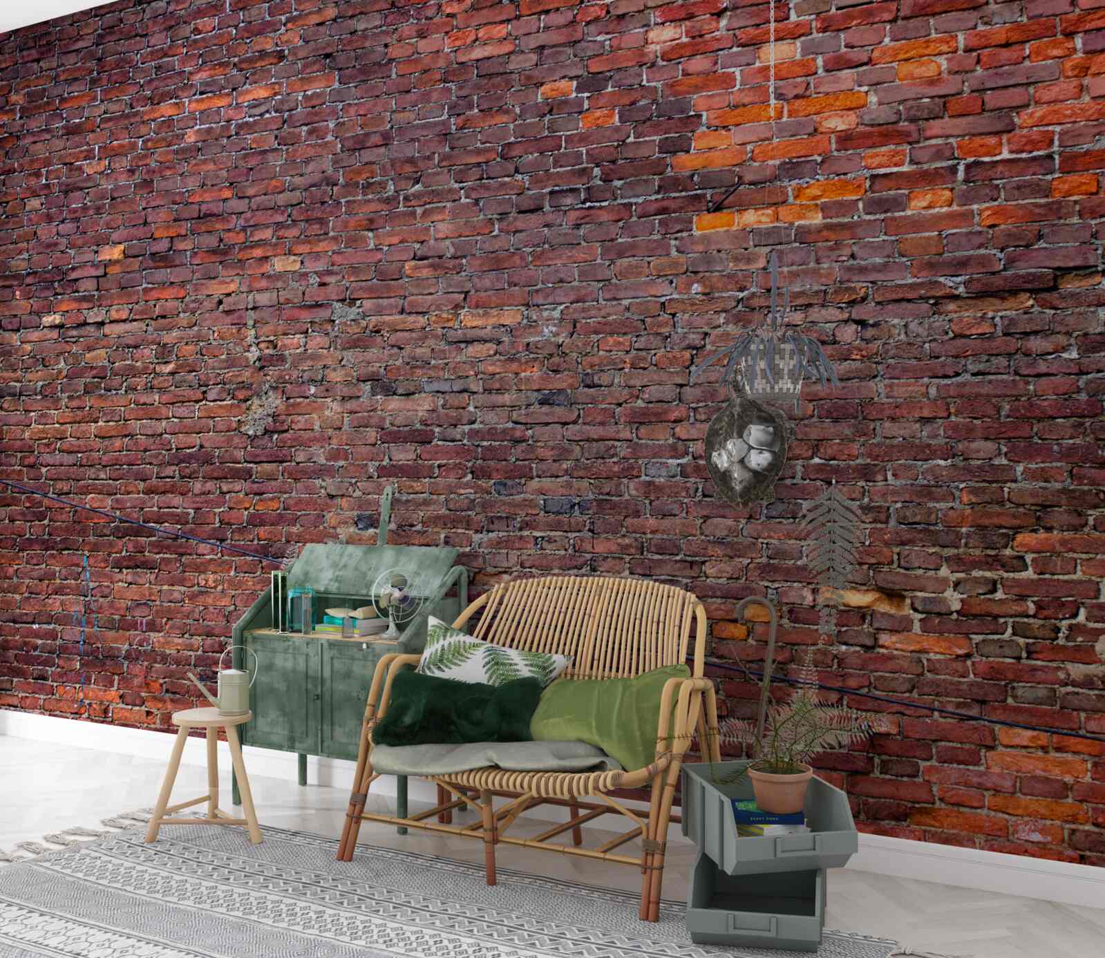 Papier peint vieux mur de briques rouges