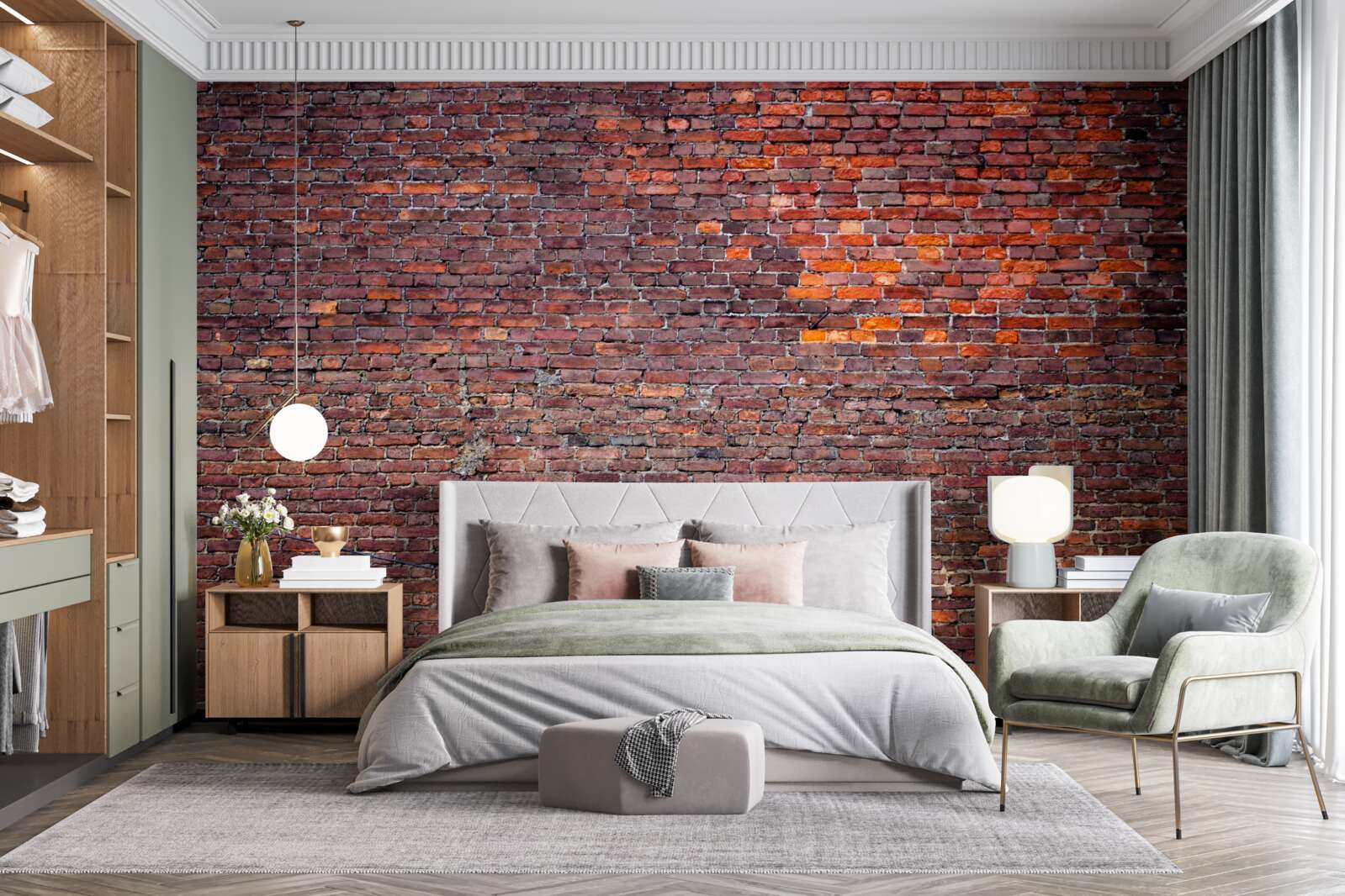 Papier peint vieux mur de briques rouges