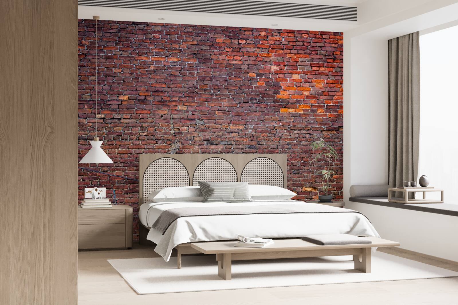 Papier peint vieux mur de briques rouges