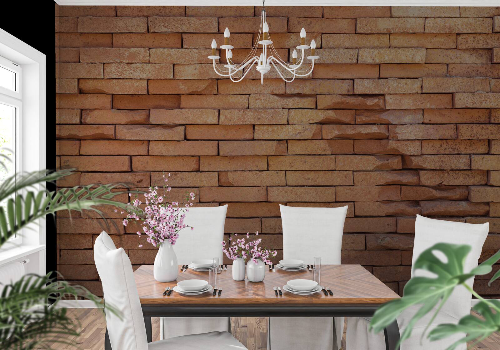 Papier peint relief en briques d'argile rouge