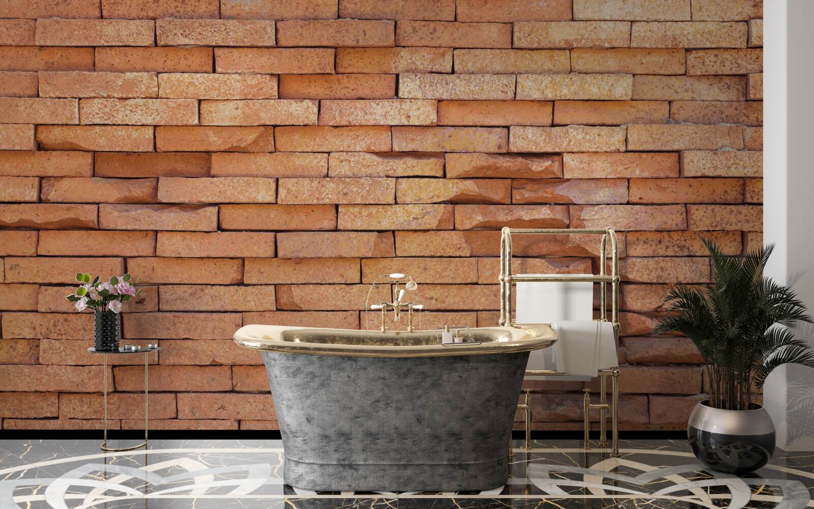 Papier peint relief en briques d'argile rouge