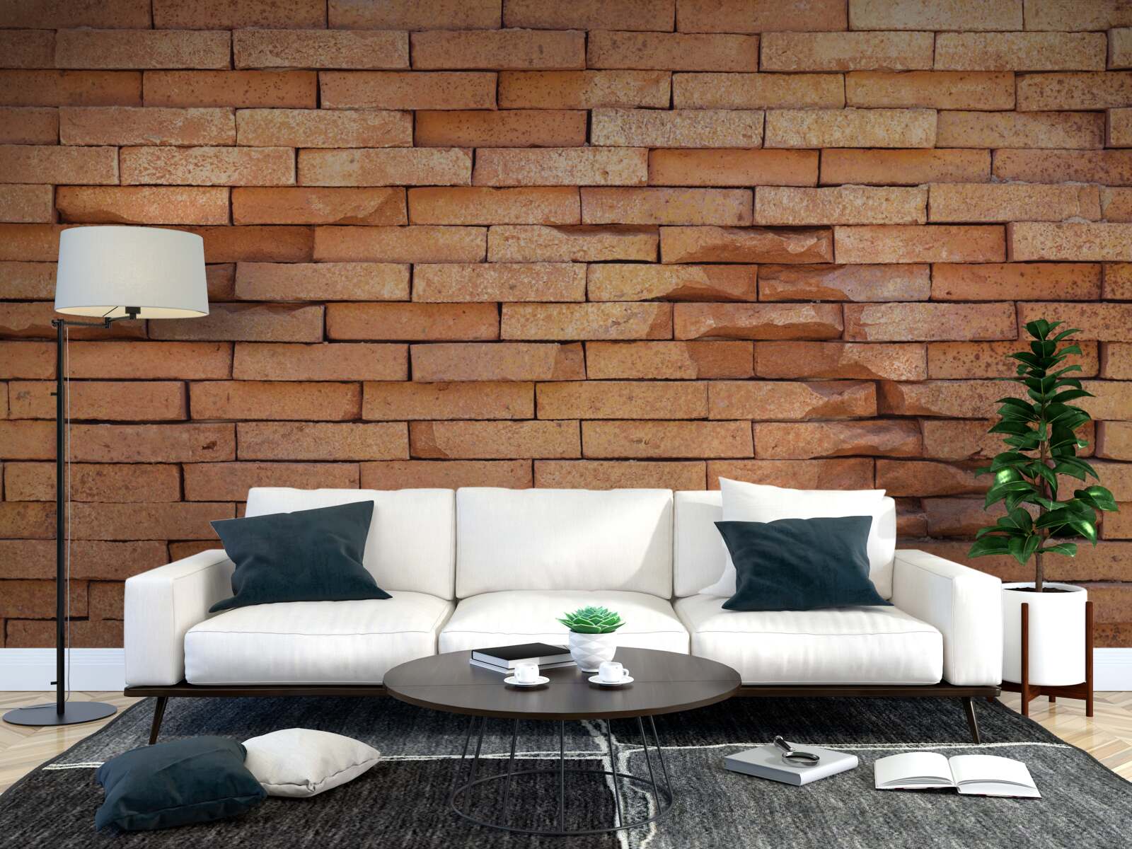 Papier peint relief en briques d'argile rouge