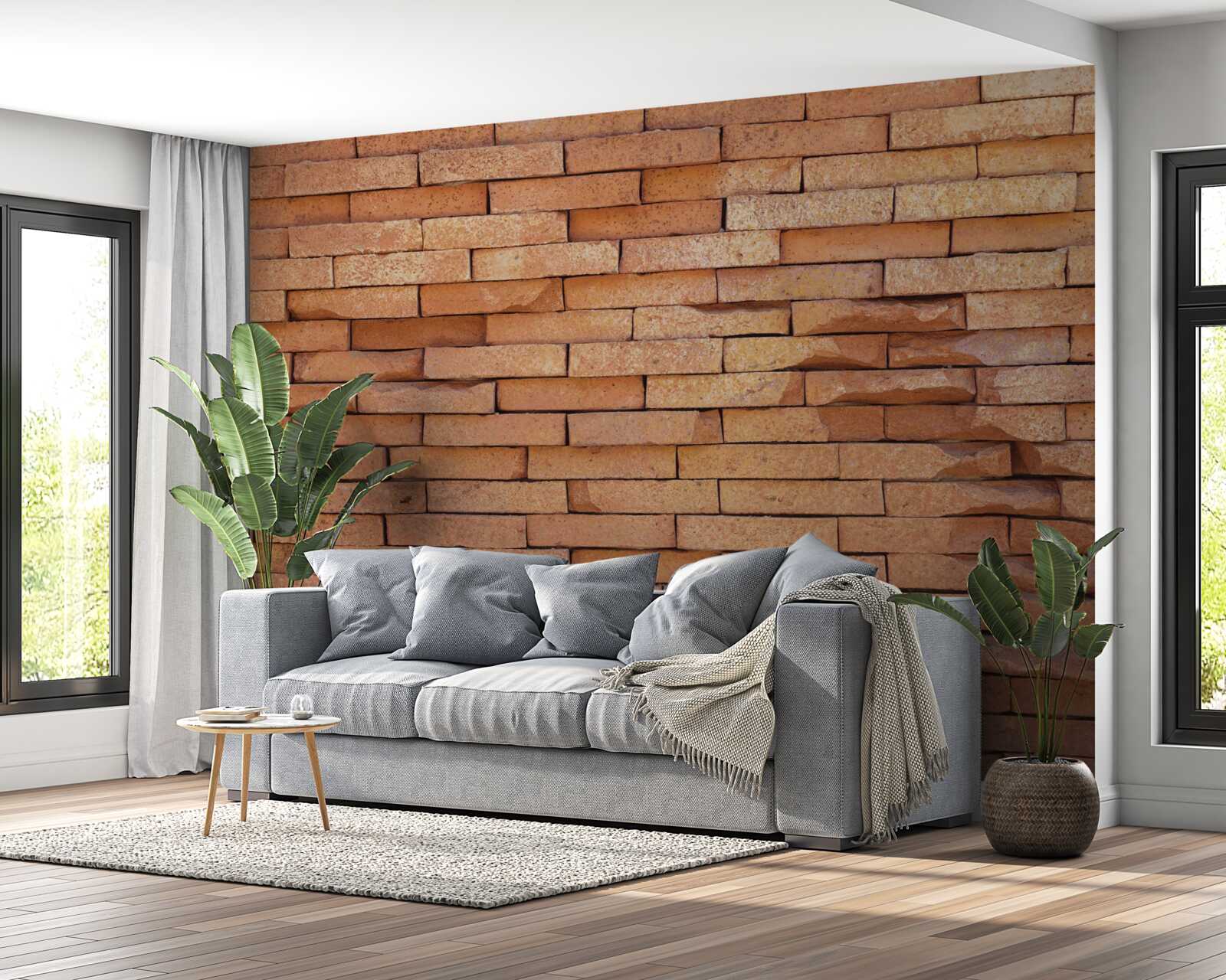 Papier peint relief en briques d'argile rouge