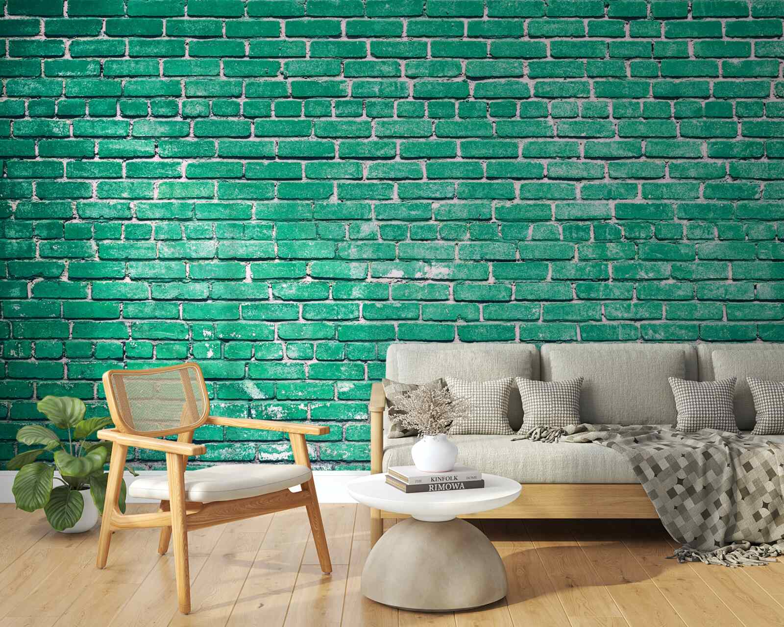 Papier peint Mur de briques turquoise