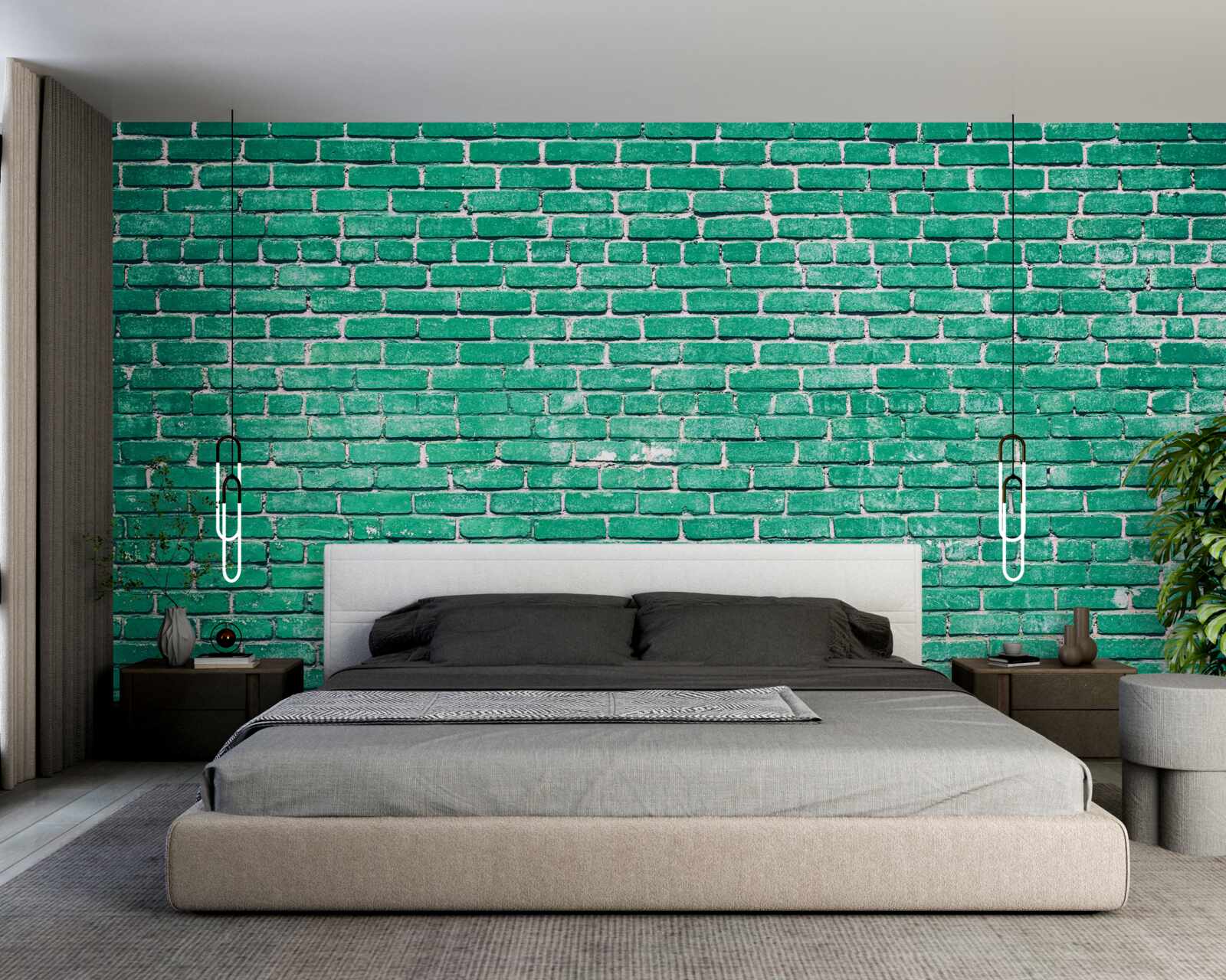 Papier peint Mur de briques turquoise