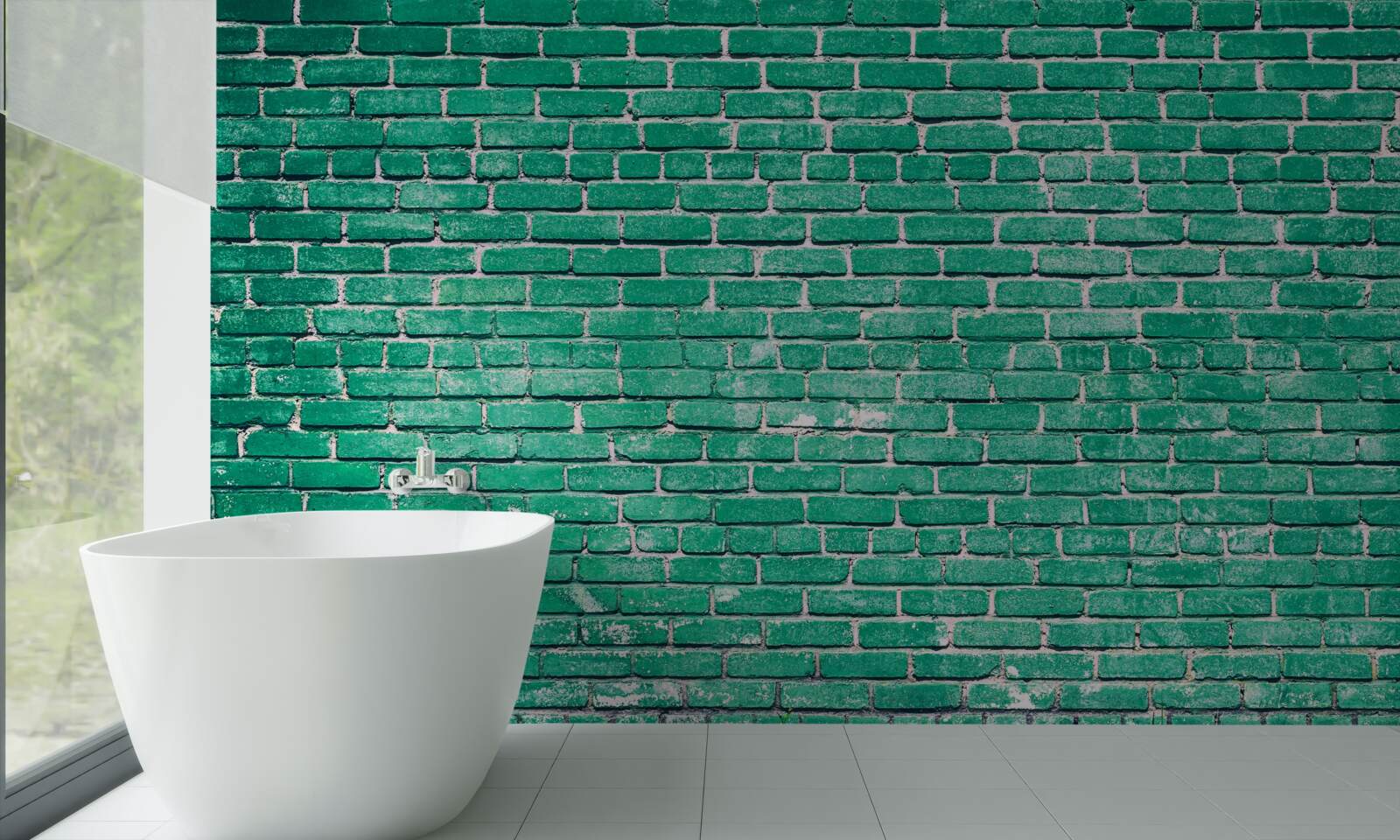 Papier peint Mur de briques turquoise