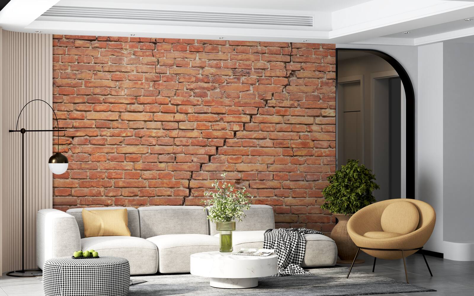 Papier peint fissure importante dans le mur