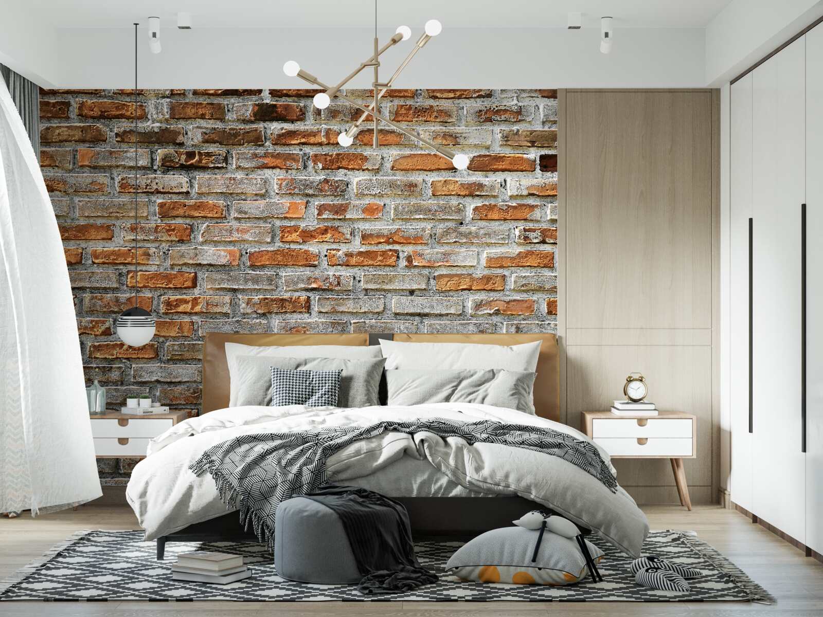 Papier peint Mur de briques en différentes teintes