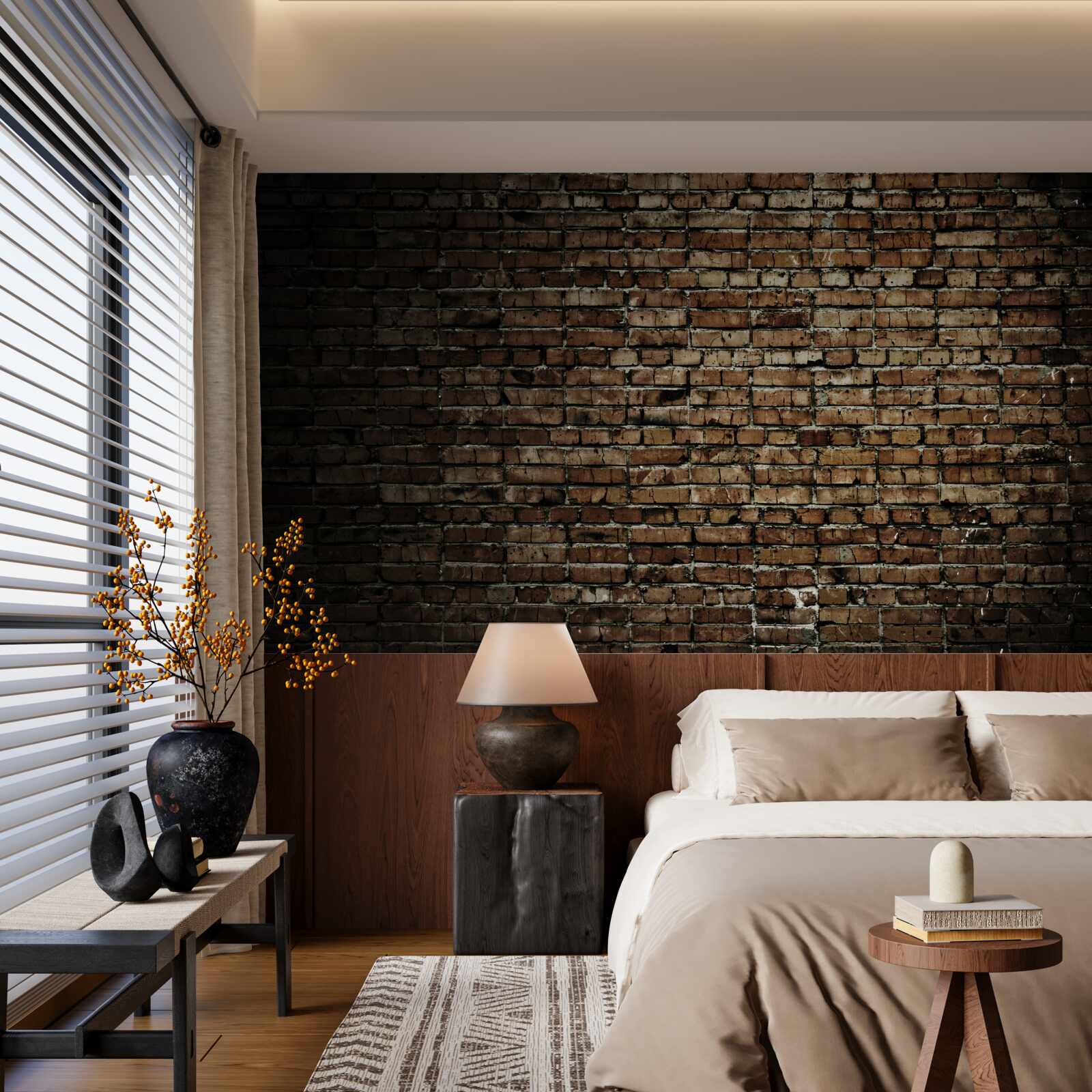 Papier peint mur de briques sombres