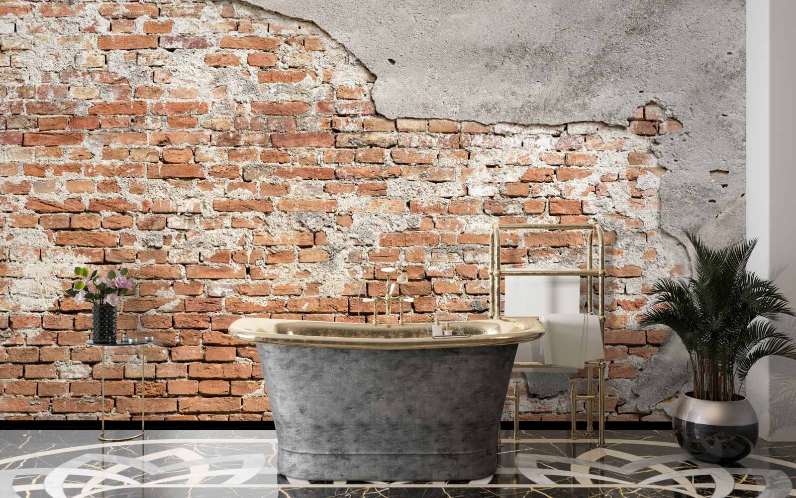 Papier peint partie d'une ancienne barrière de briques