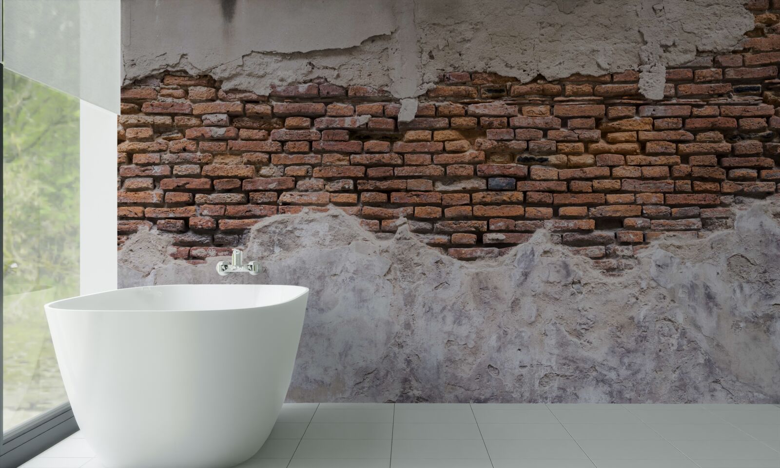 Papier peint Un mur de briques, vieux et creux