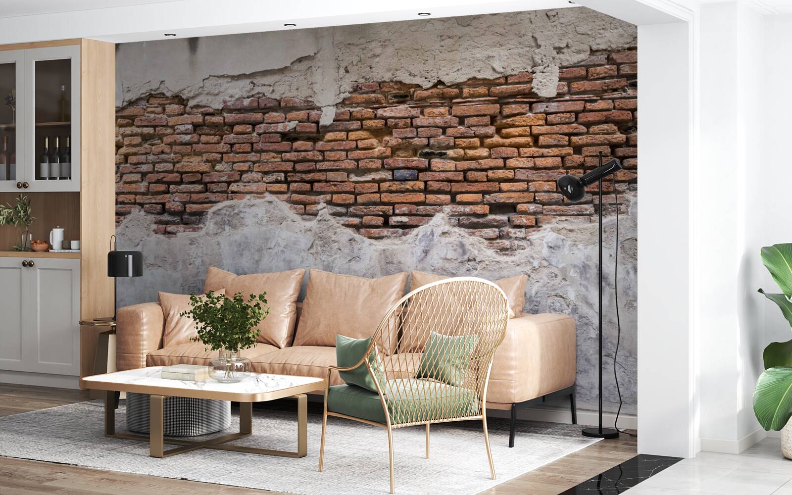 Papier peint Un mur de briques, vieux et creux