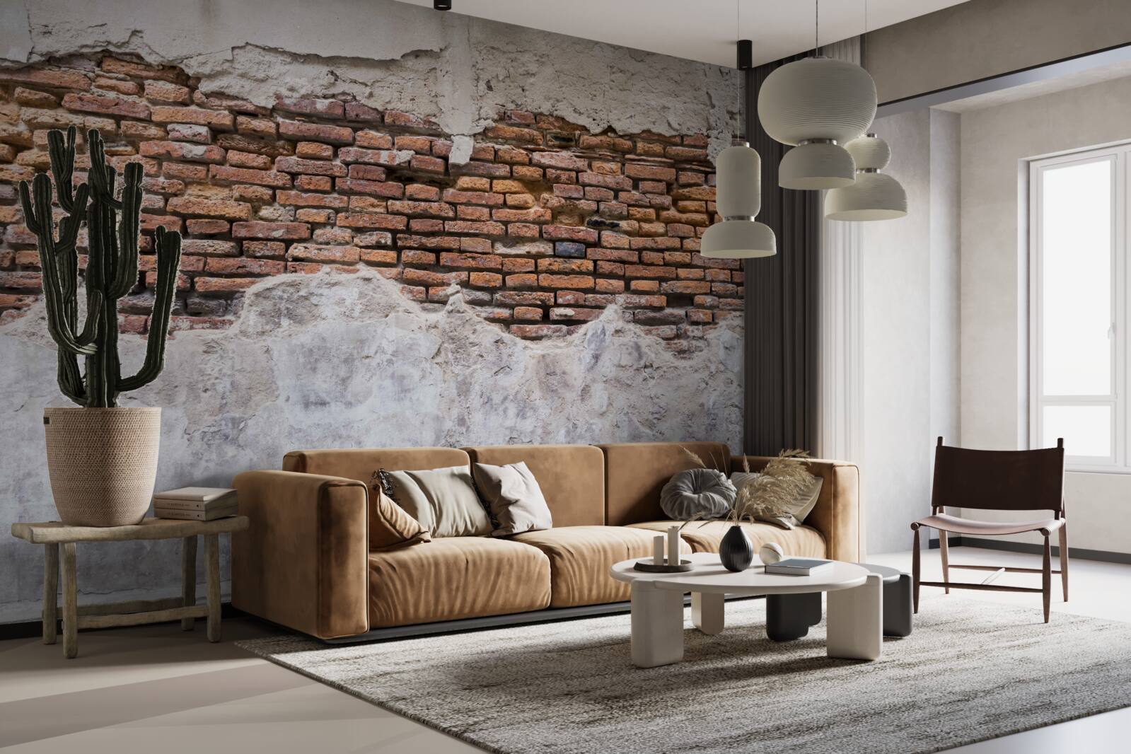 Papier peint Un mur de briques, vieux et creux