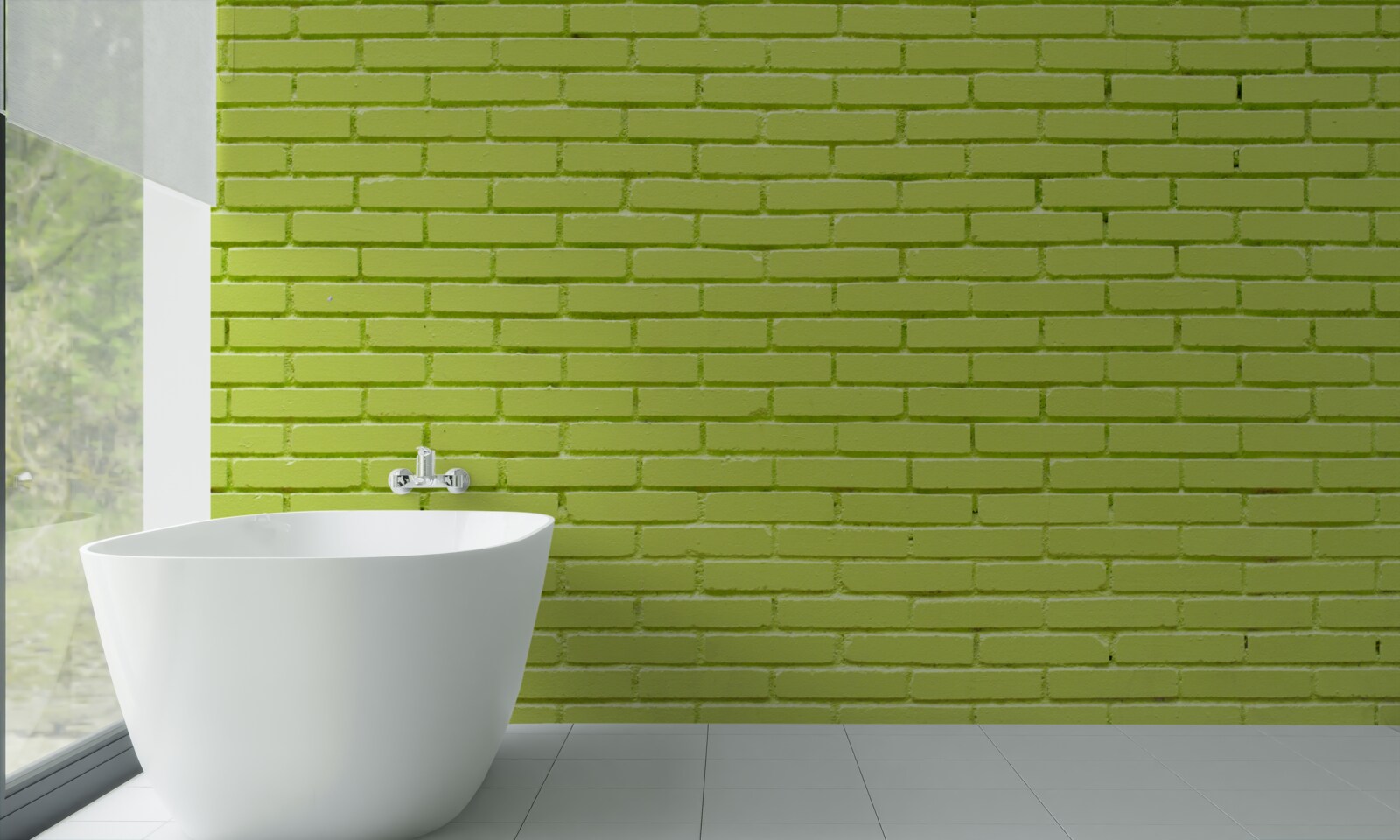 Papier peint Mur de briques dans une teinte vert clair