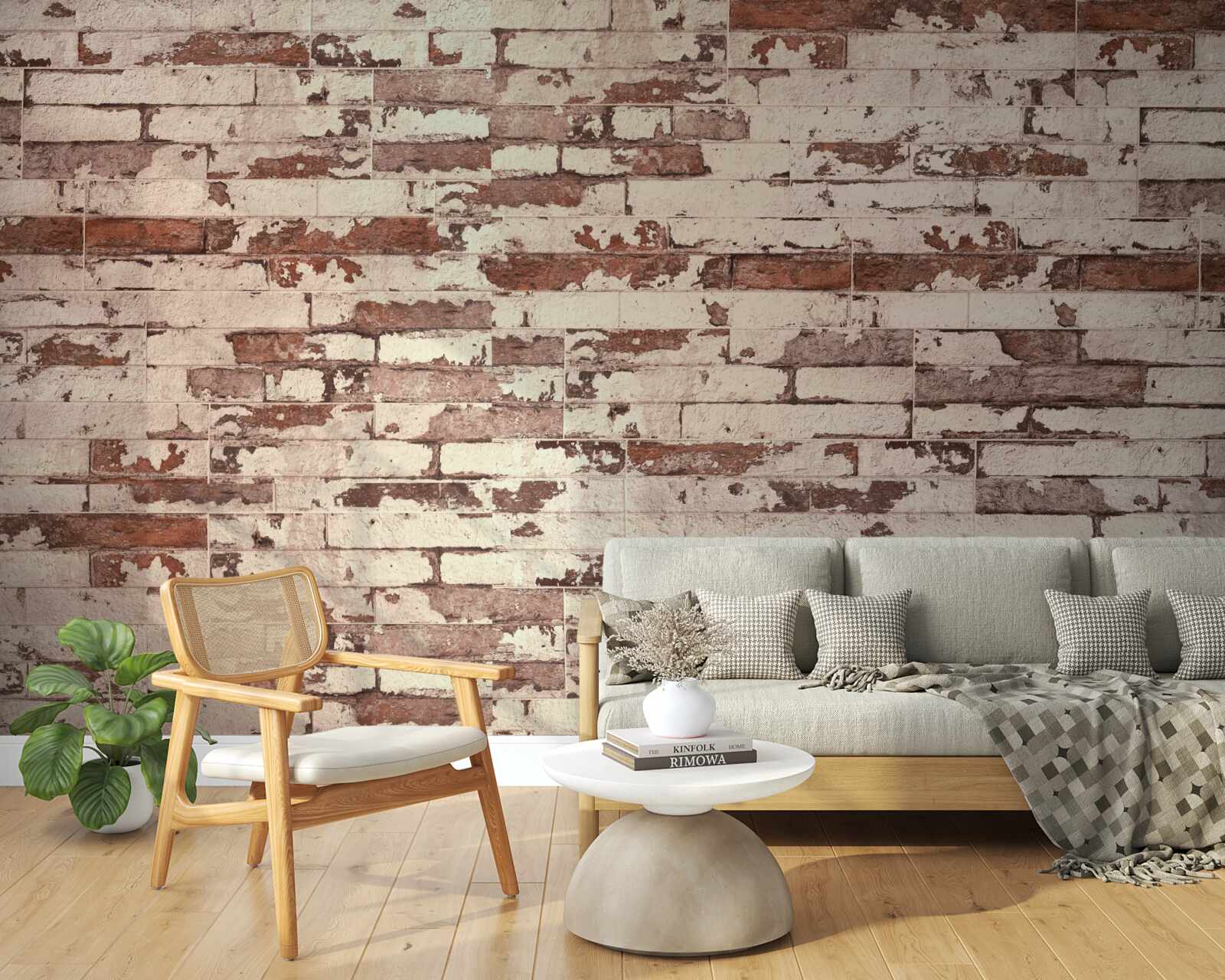 Papier peint vieux mur de briques à la surface rayée