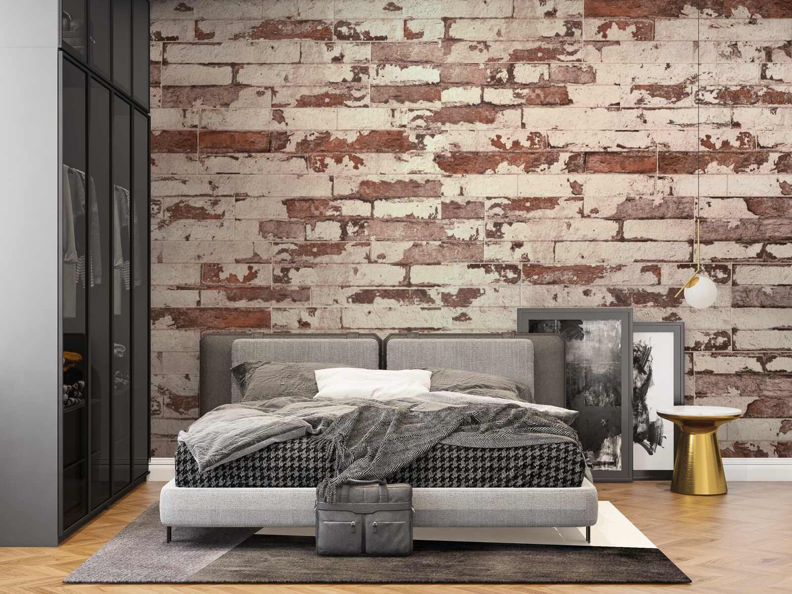 Papier peint vieux mur de briques à la surface rayée