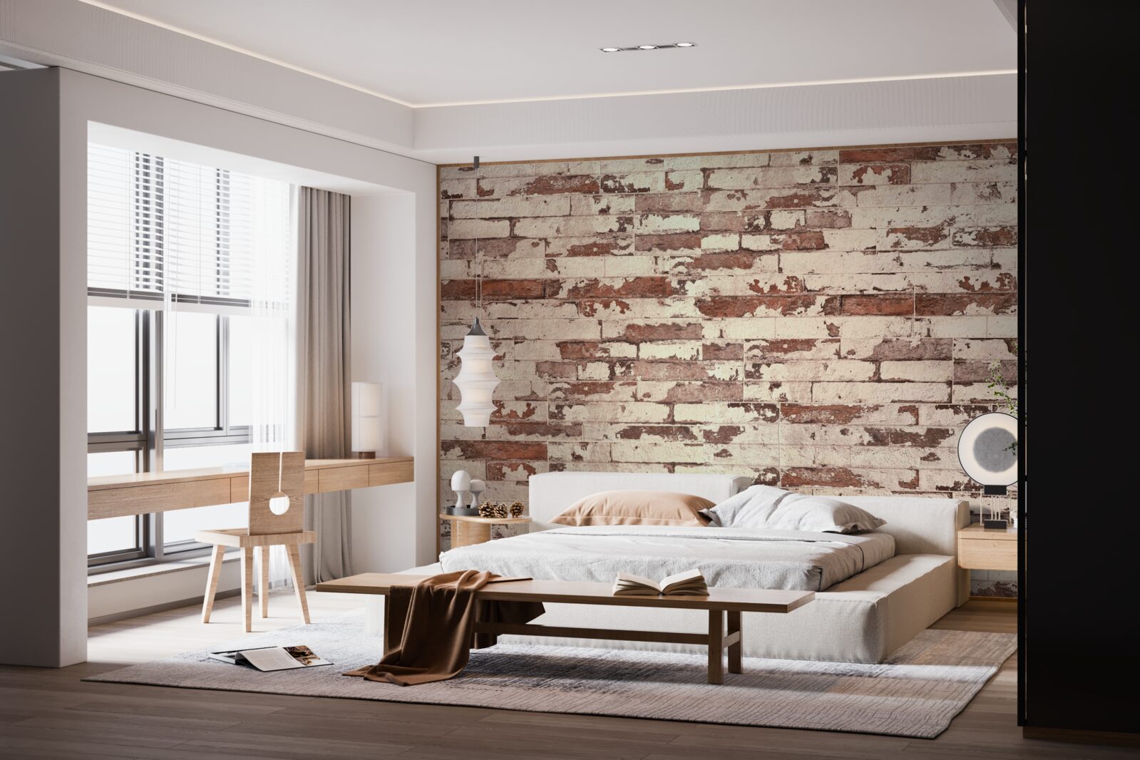 Papier peint vieux mur de briques à la surface rayée