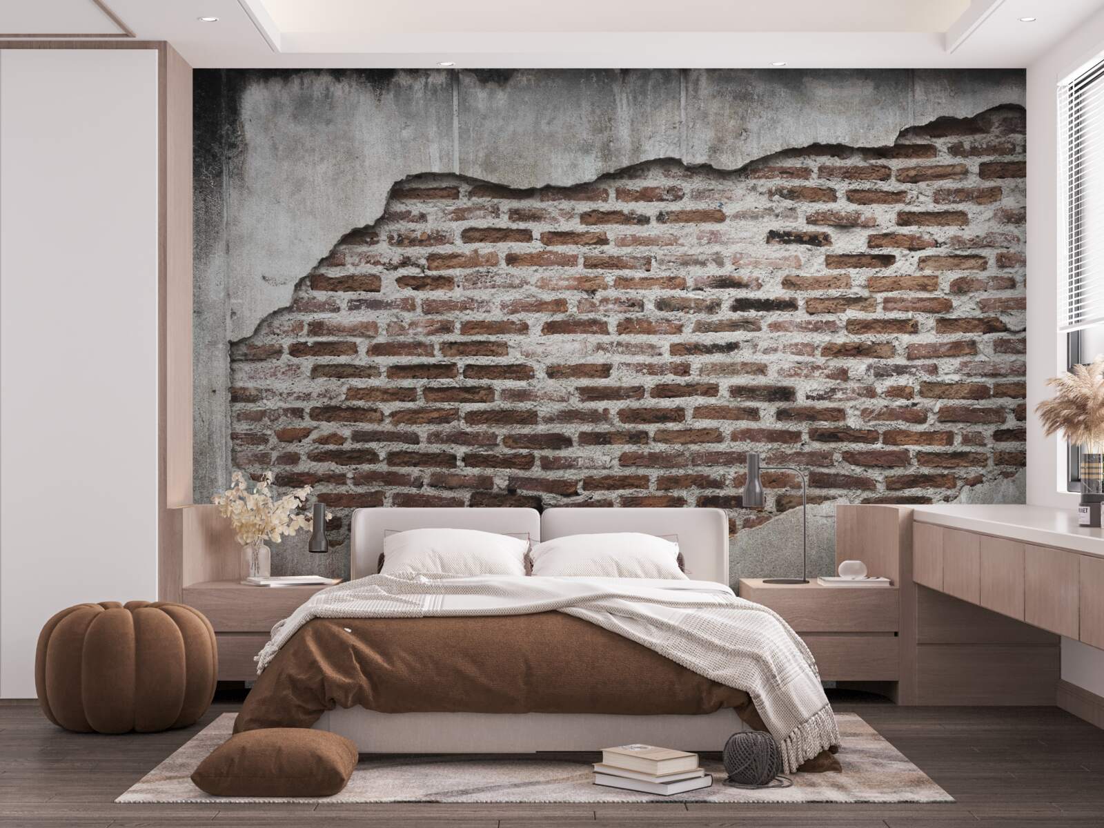 Papier peint partie d'un mur qui s'est écroulée