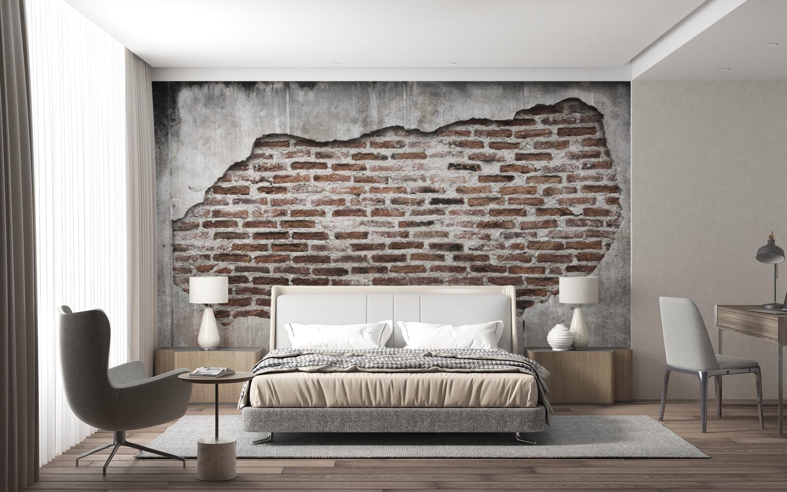 Papier peint partie d'un mur qui s'est écroulée