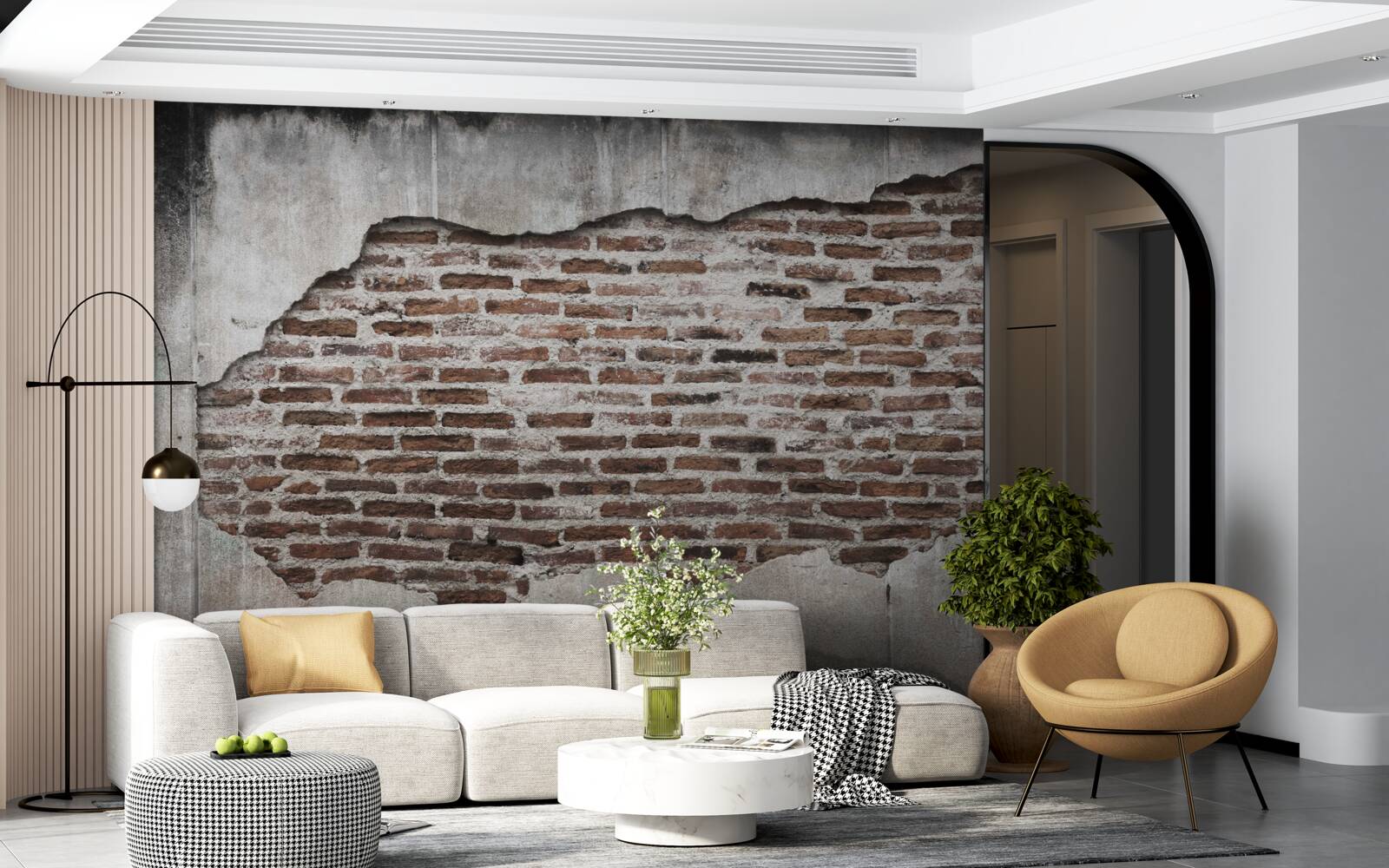 Papier peint partie d'un mur qui s'est écroulée