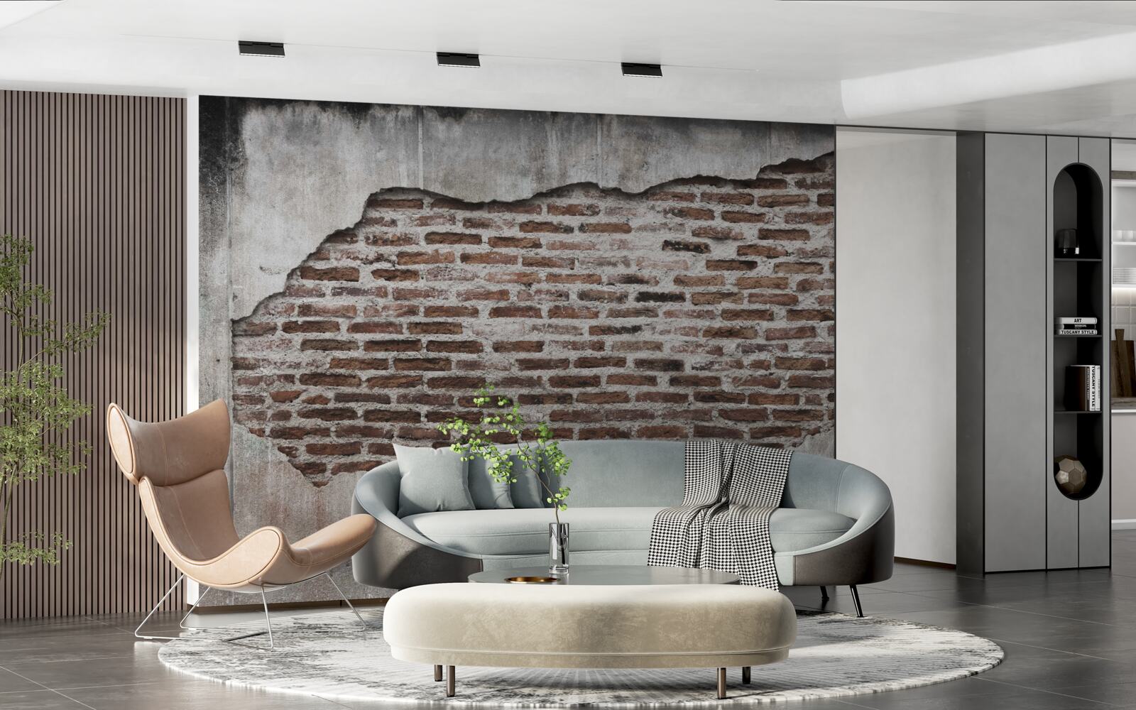 Papier peint partie d'un mur qui s'est écroulée