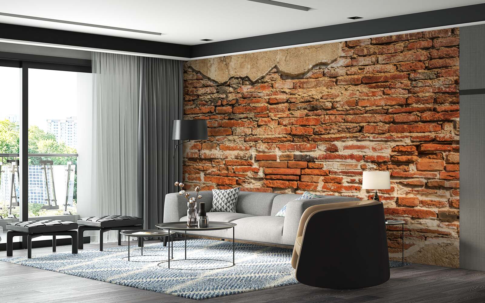 Papier peint un mur de briques très délabré