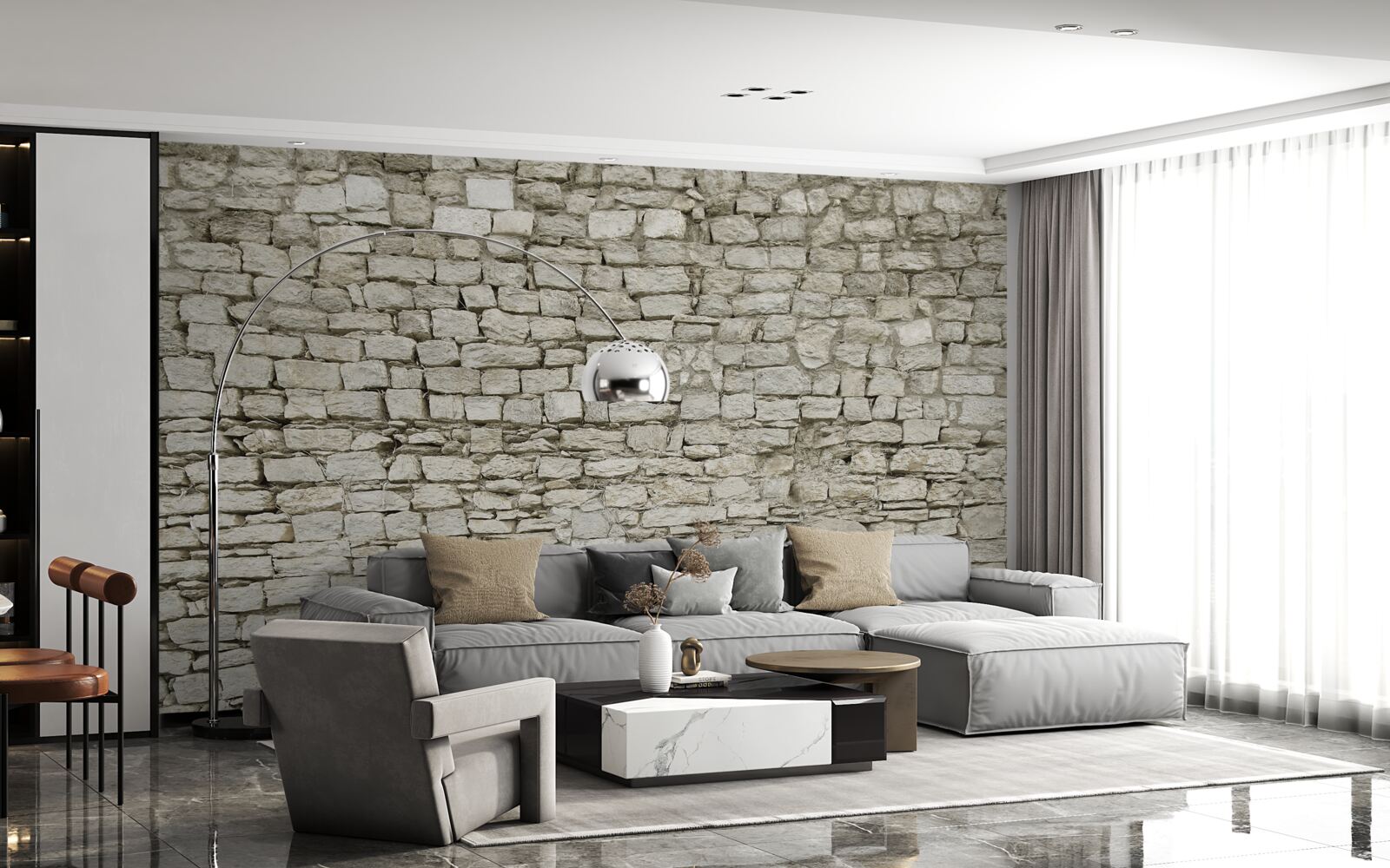 Papier peint pose de murs en pierres éparses