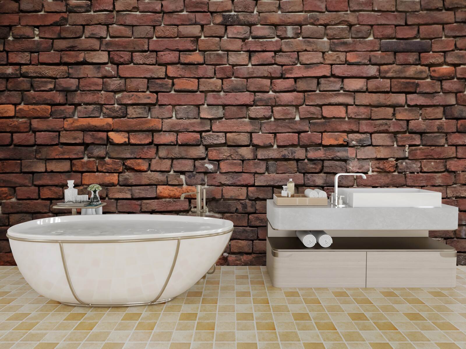 Papier peint mur de briques sombres, plus vieux que les années