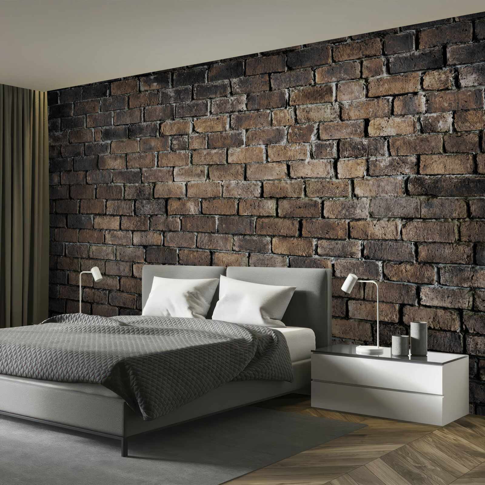 Papier peint couleur foncée d'un mur de briques