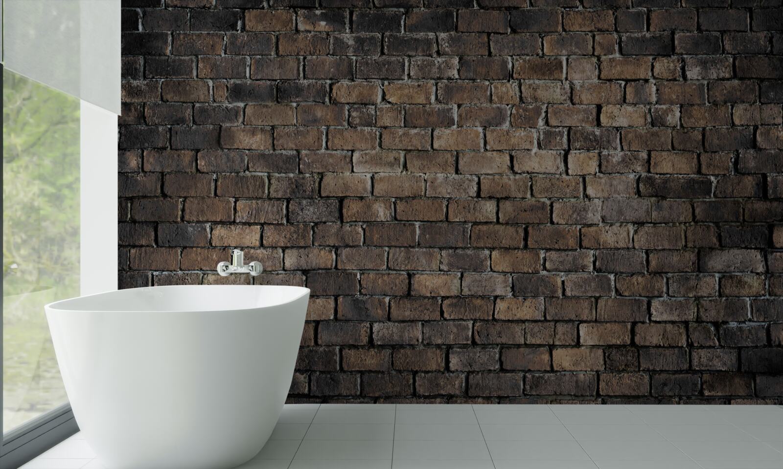 Papier peint couleur foncée d'un mur de briques