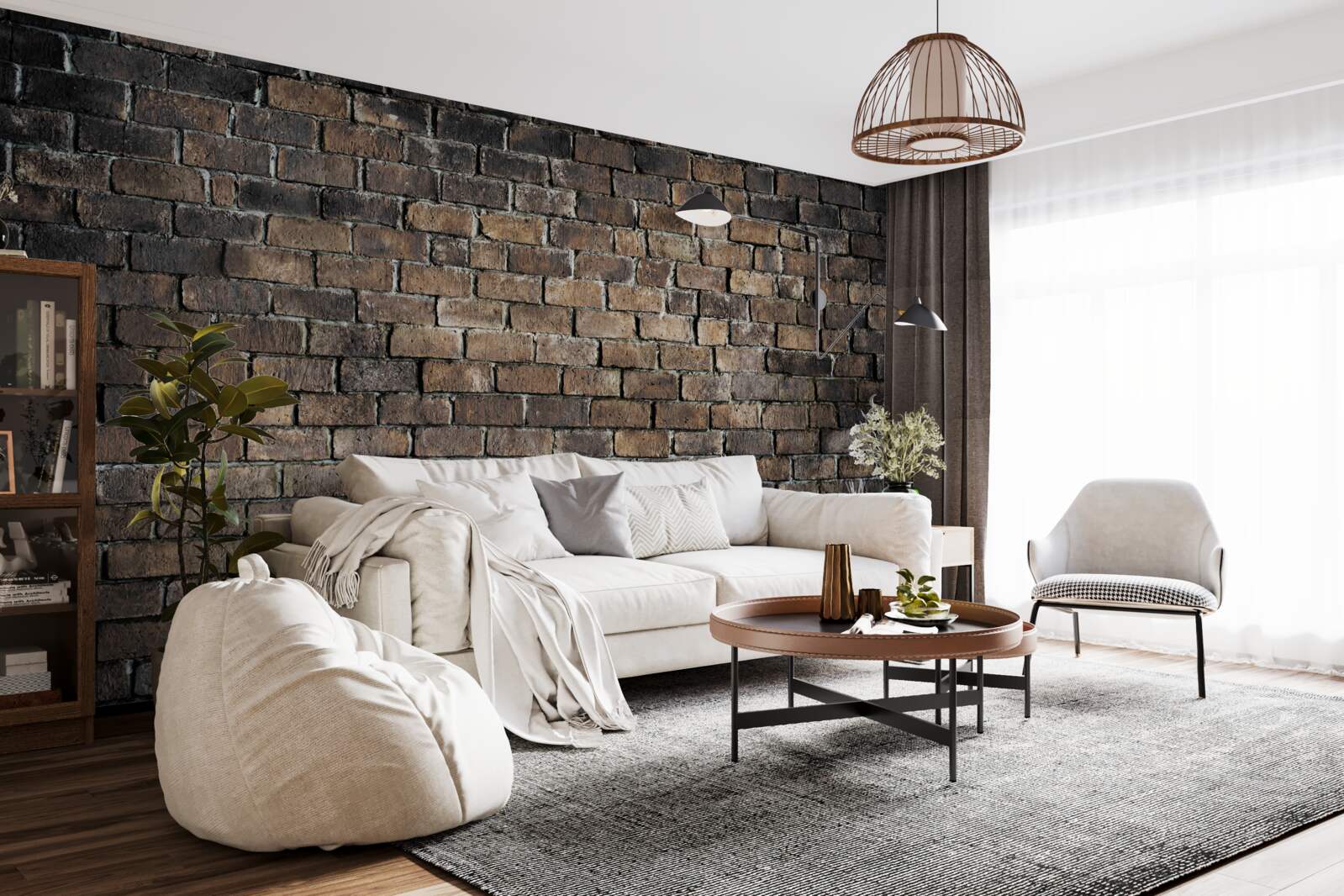 Papier peint couleur foncée d'un mur de briques