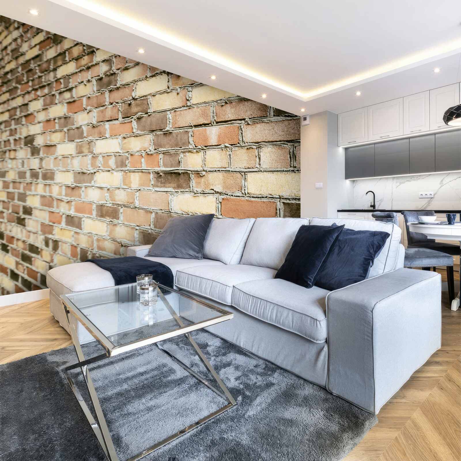 Papier peint vue latérale d'un mur de briques