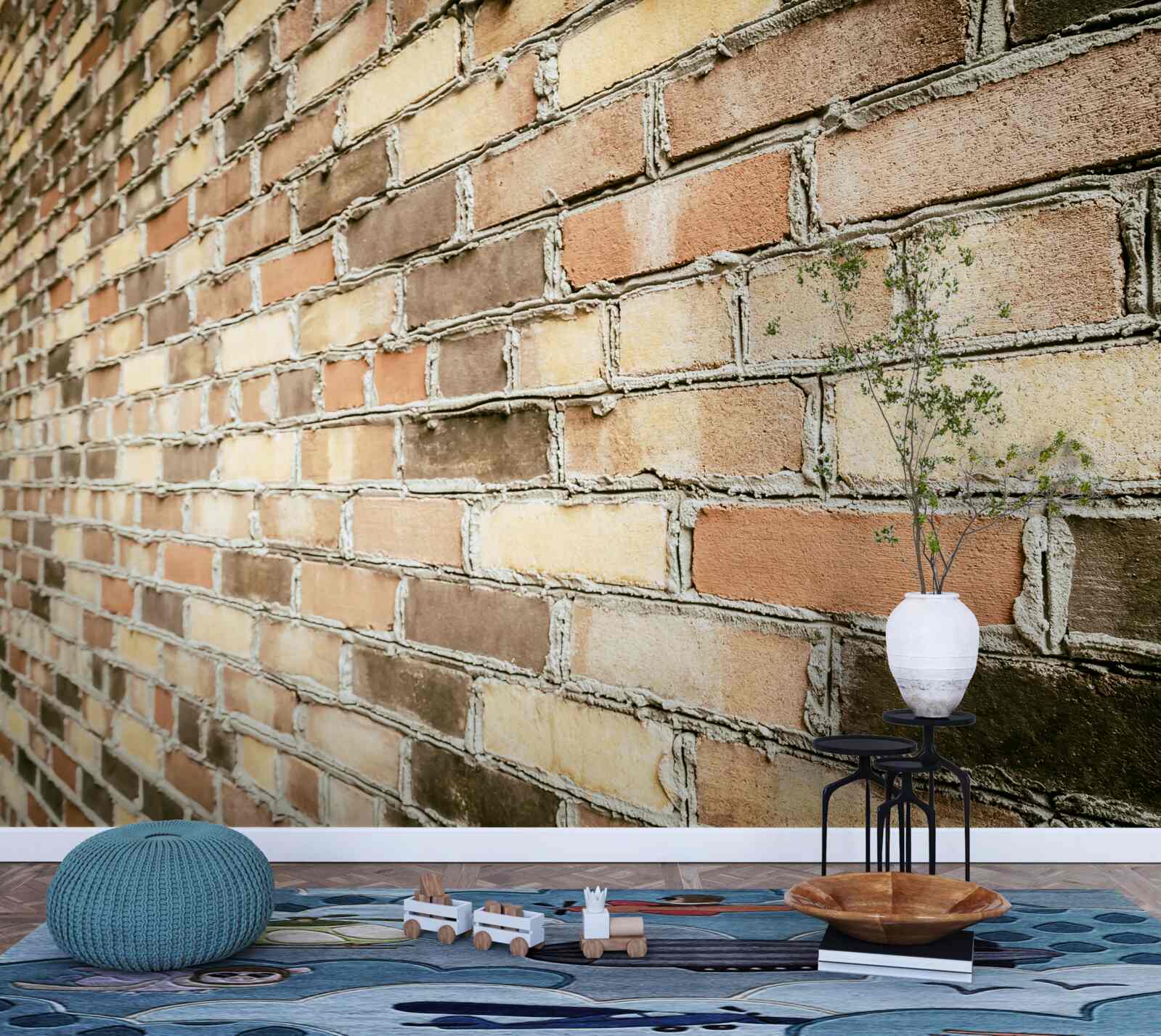 Papier peint vue latérale d'un mur de briques