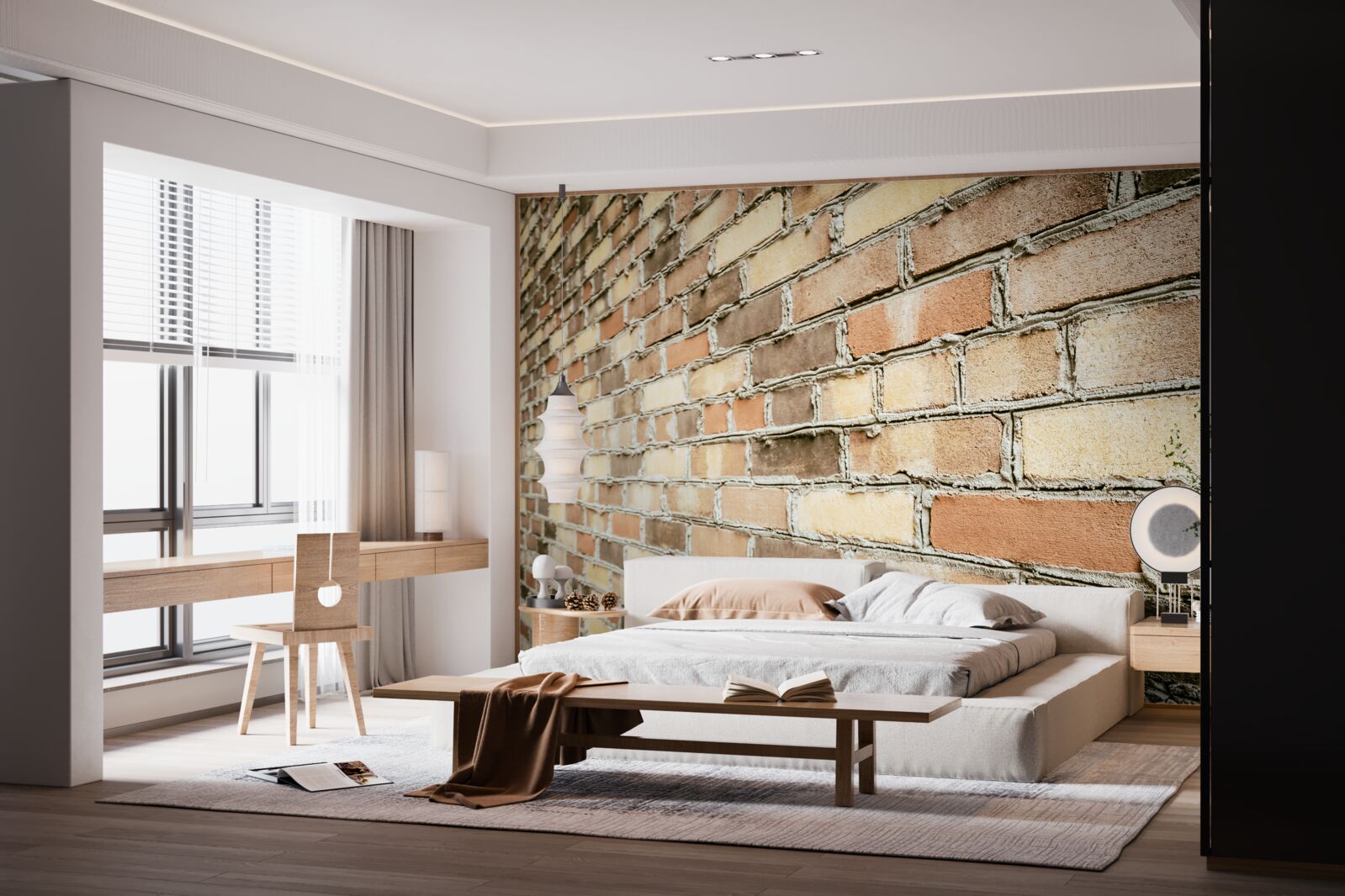 Papier peint vue latérale d'un mur de briques