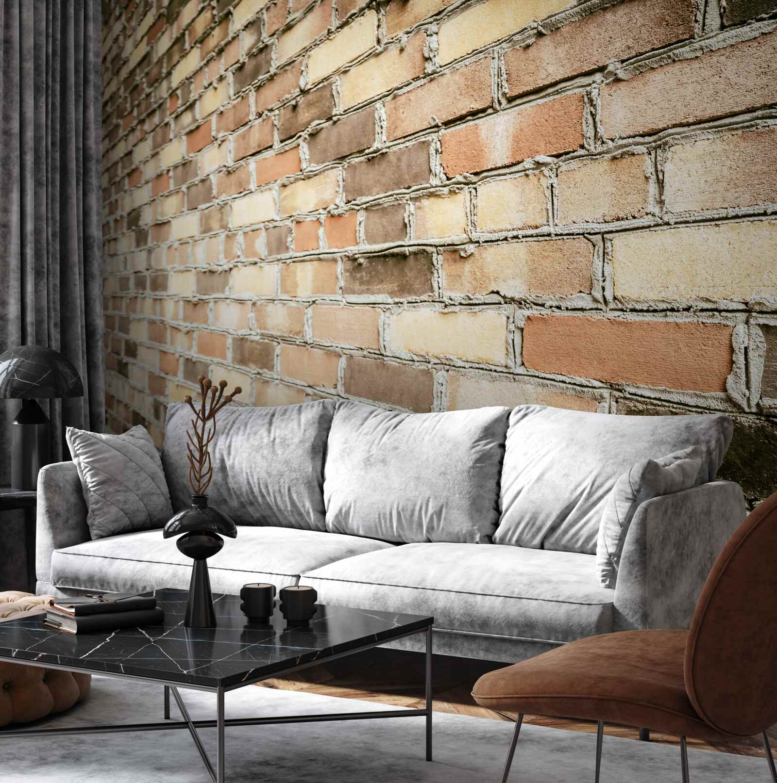 Papier peint vue latérale d'un mur de briques