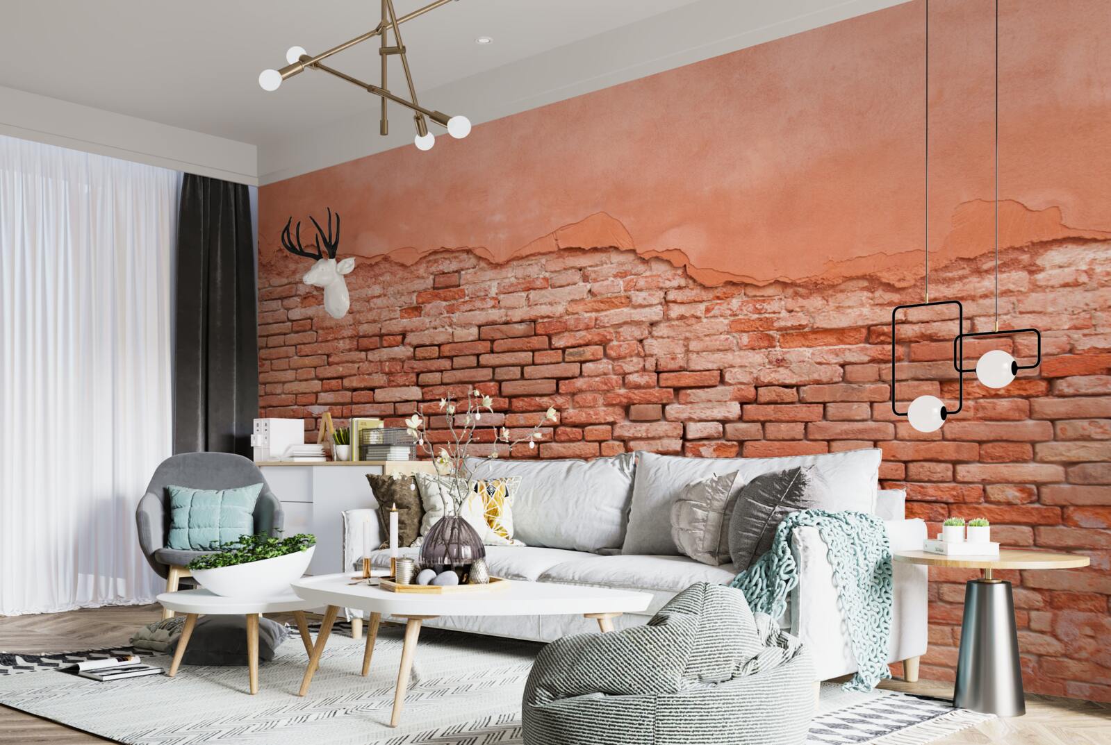 Papier peint mur de briques effondré