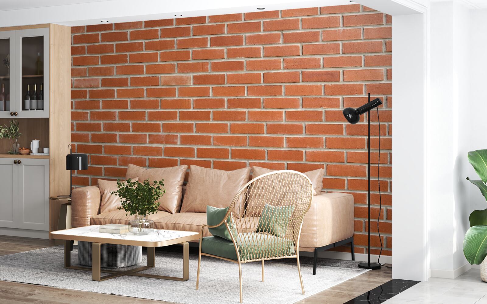 Papier peint Mur en briques rouges, posées en douceur