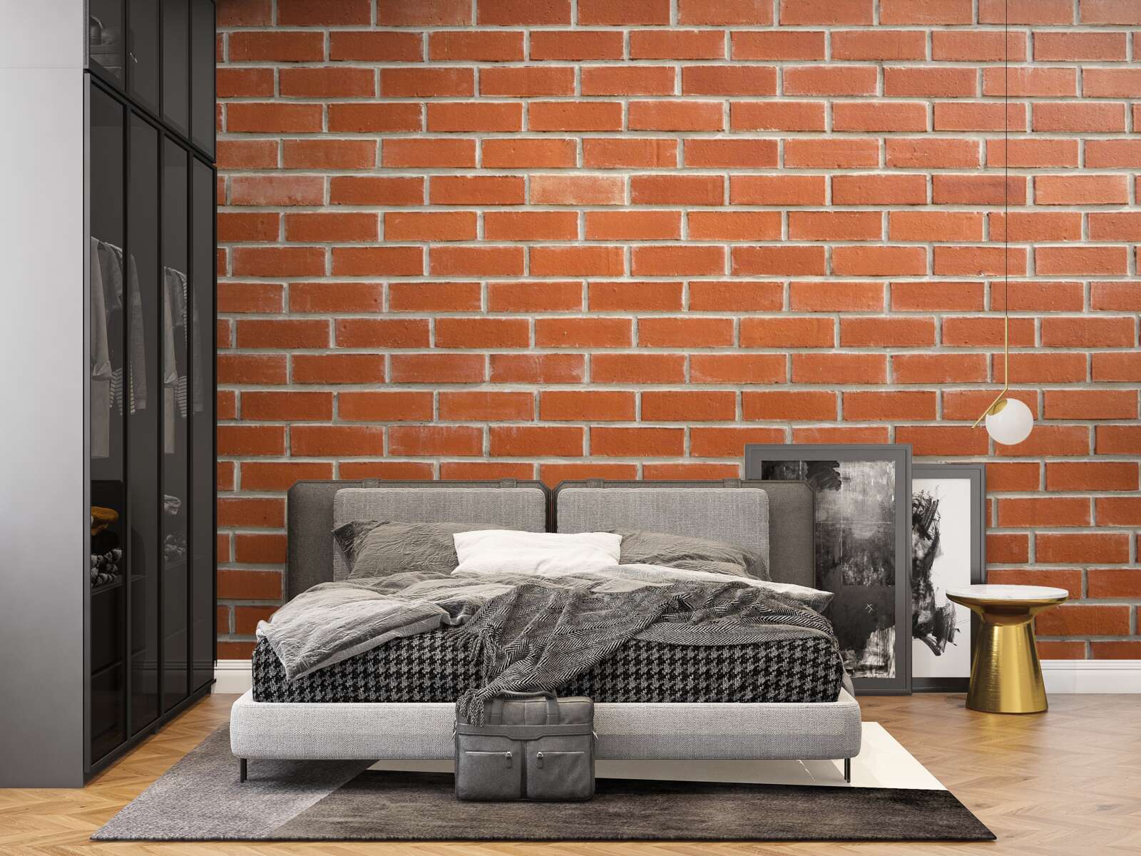 Papier peint Mur en briques rouges, posées en douceur