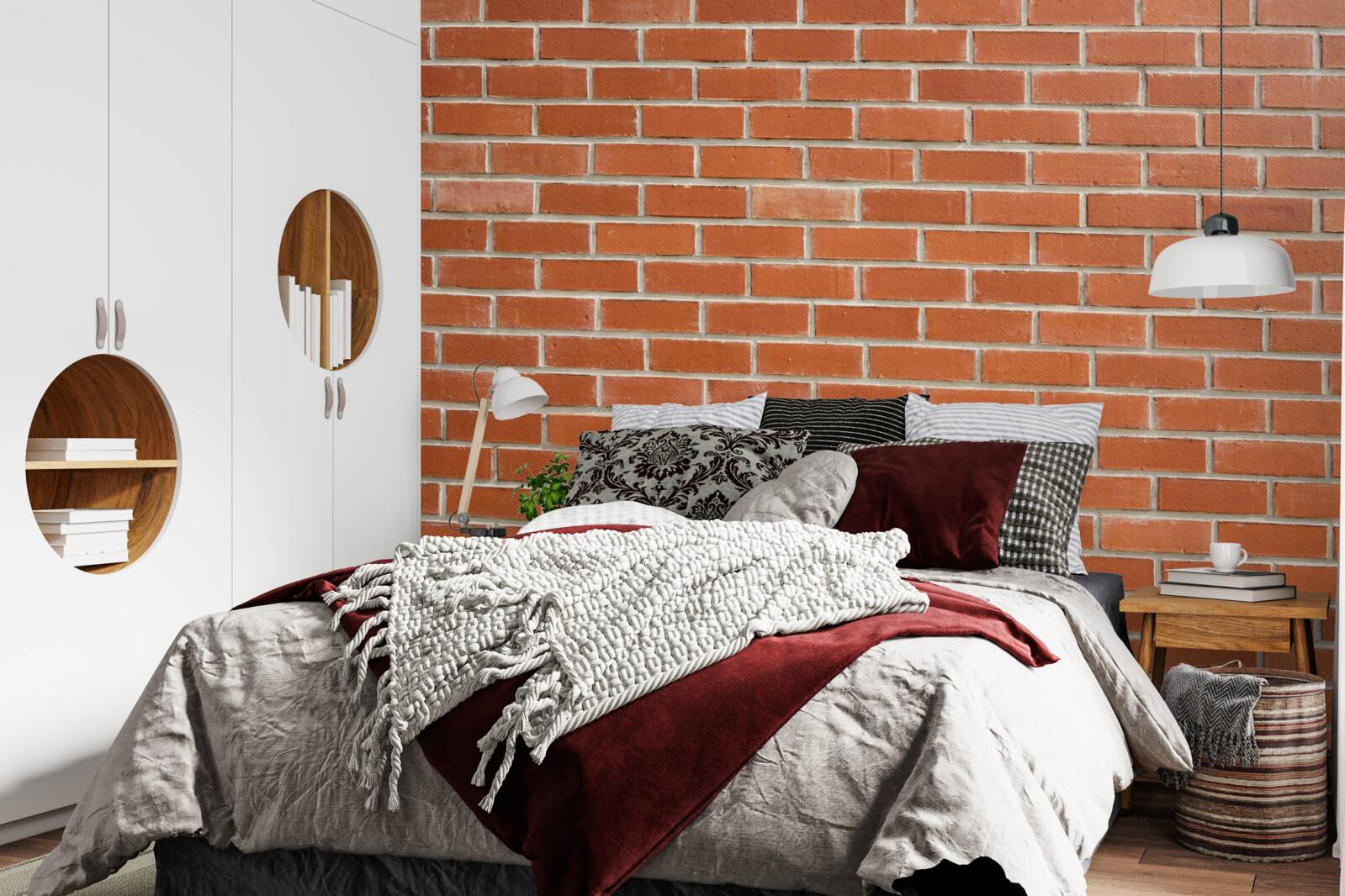 Papier peint Mur en briques rouges, posées en douceur