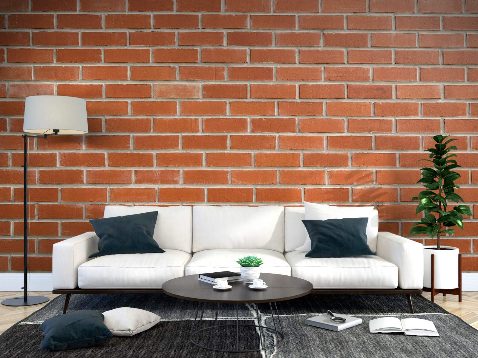 Papier peint Mur en briques rouges, posées en douceur