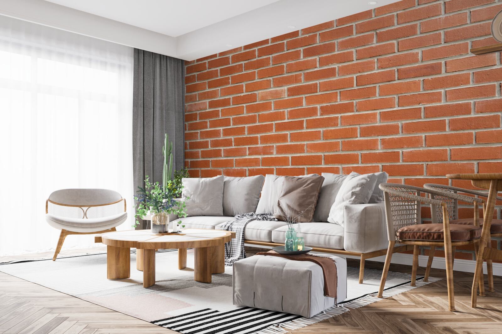 Papier peint Mur en briques rouges, posées en douceur