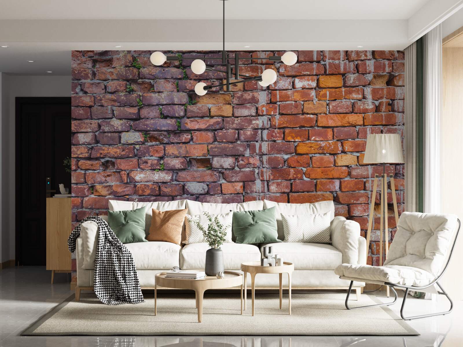 Papier peint fuites sur un mur de briques historique