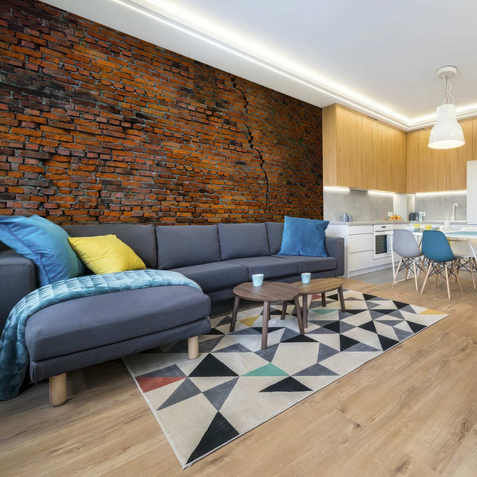 Papier peint grande fissure dans un mur de briques