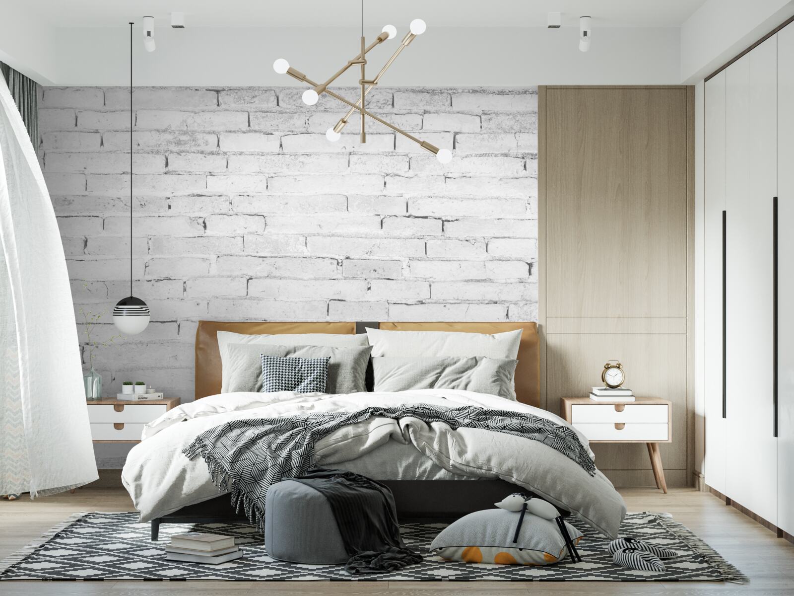 Papier peint brique brute