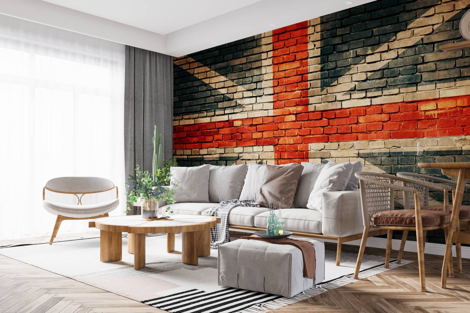 Papier peint drapeau britannique sur un mur de briques